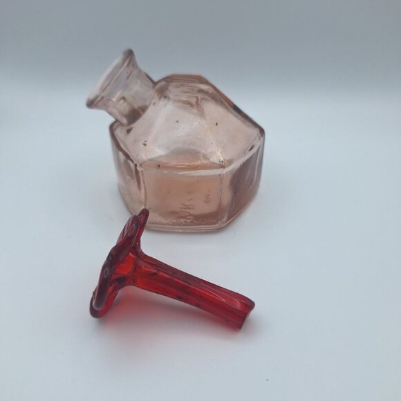 Parasol Triple Hummingbird Feeder Pink Glass Metal Holder Hanging Vintage Flower - Picture 7 of 10